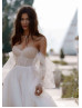 Beaded White Tulle Exquisite Wedding Dress With Removable Sleeves